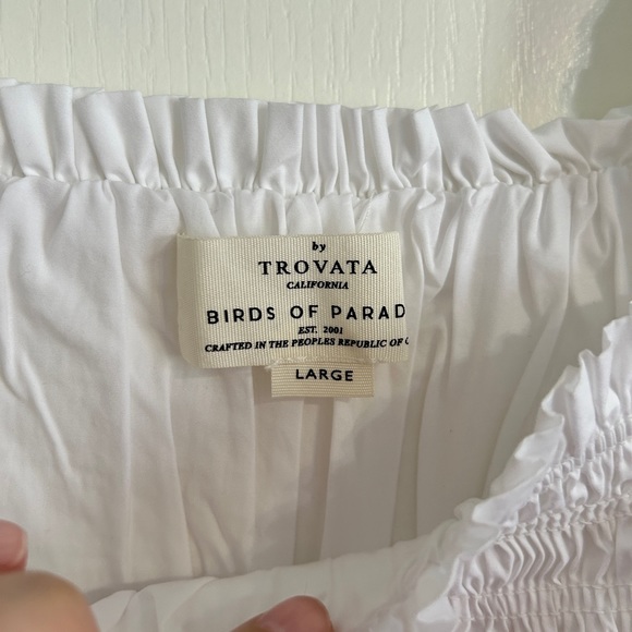 CLOSET CLOSING Trovata Birds of Paradis Alize White Blouse Sz L - Picture 6 of 7